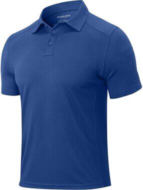 Men’s Blue Quick Dry Tactical Polo Shirt Short Sleeve Casual Golf Top